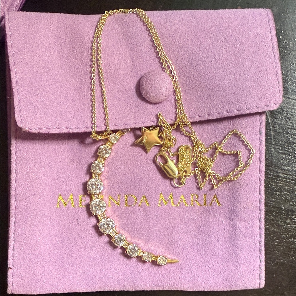 Melinda Maria Gold and Silver Star Crescent Necklace